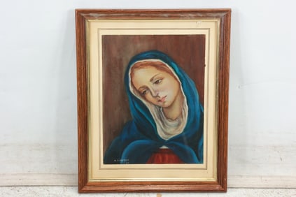 A Dimperio 1957, Oil Painting Portrait of Madonna, Framed
