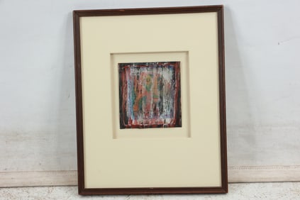 Verso, Abstract Oil Painting titled "The Farm" 1999, Framed