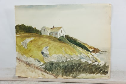 Franklin Shores [estate of] Watercolor Painting, Shore House, unsigned
