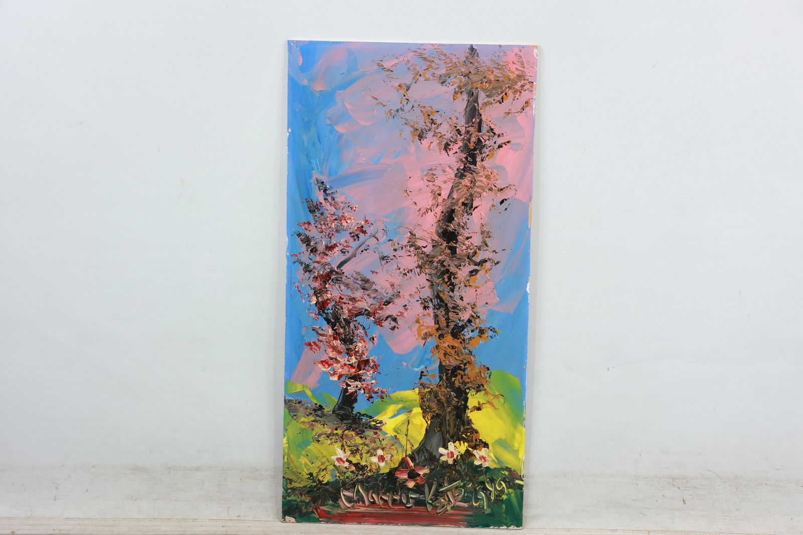 Morris Katz 1989, Jewish American, Acrylic on Board Painting, Spring Blooming (1 of 15)