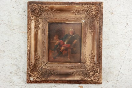 after Wilhelm Schwar, Oil Painting Elder Man with White Beard, Seated, Period Clothing, Framed