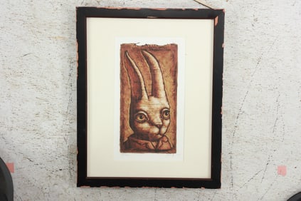 Jay Long, Framed Artwork Lithograph " Whimsical Rabbit"