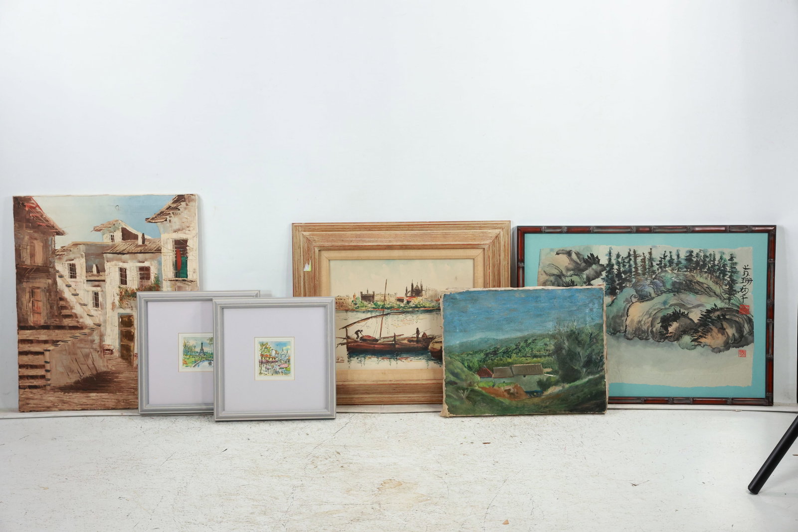 Estate Grouping of 5 Assorted Oil Paintings, Watercolors, by Various Artists - See Pictures (1 of 20)