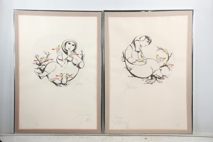 Bjorn Wiinblad; Pair of Danish Modern Lithographs Signed