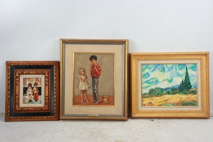 Estate Grouping 3 Assorted Oil Paintings - Variety - See Pictures