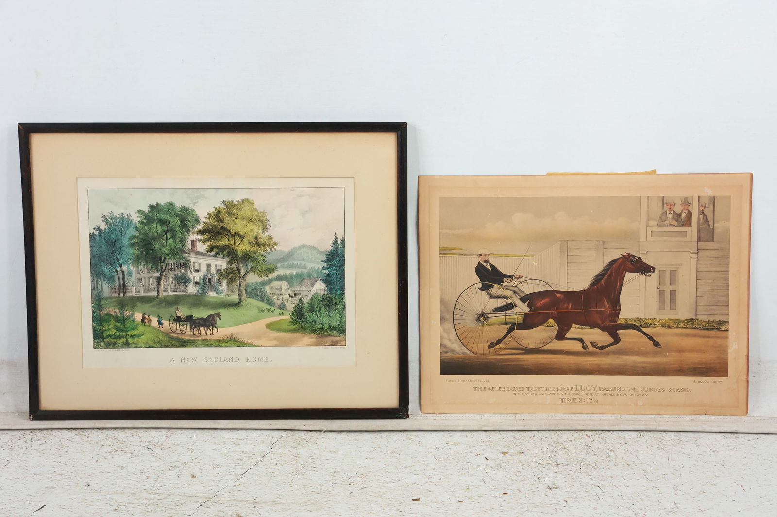 [2] Currier and Ives: Color Lithograph The Celebrated Trotting Mare LUCY Passing The Judge's Stand; (1 of 17)