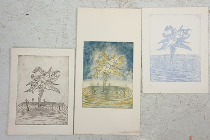 Peter Passuntino, Unsigned from Estate of The Artist, 3 Fairies Figures Lithographs