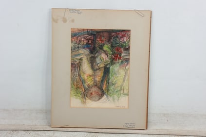 Leo Laskaris (1917 - 2007) Delaware, Dated 1956, Mixed Media Abstract Man