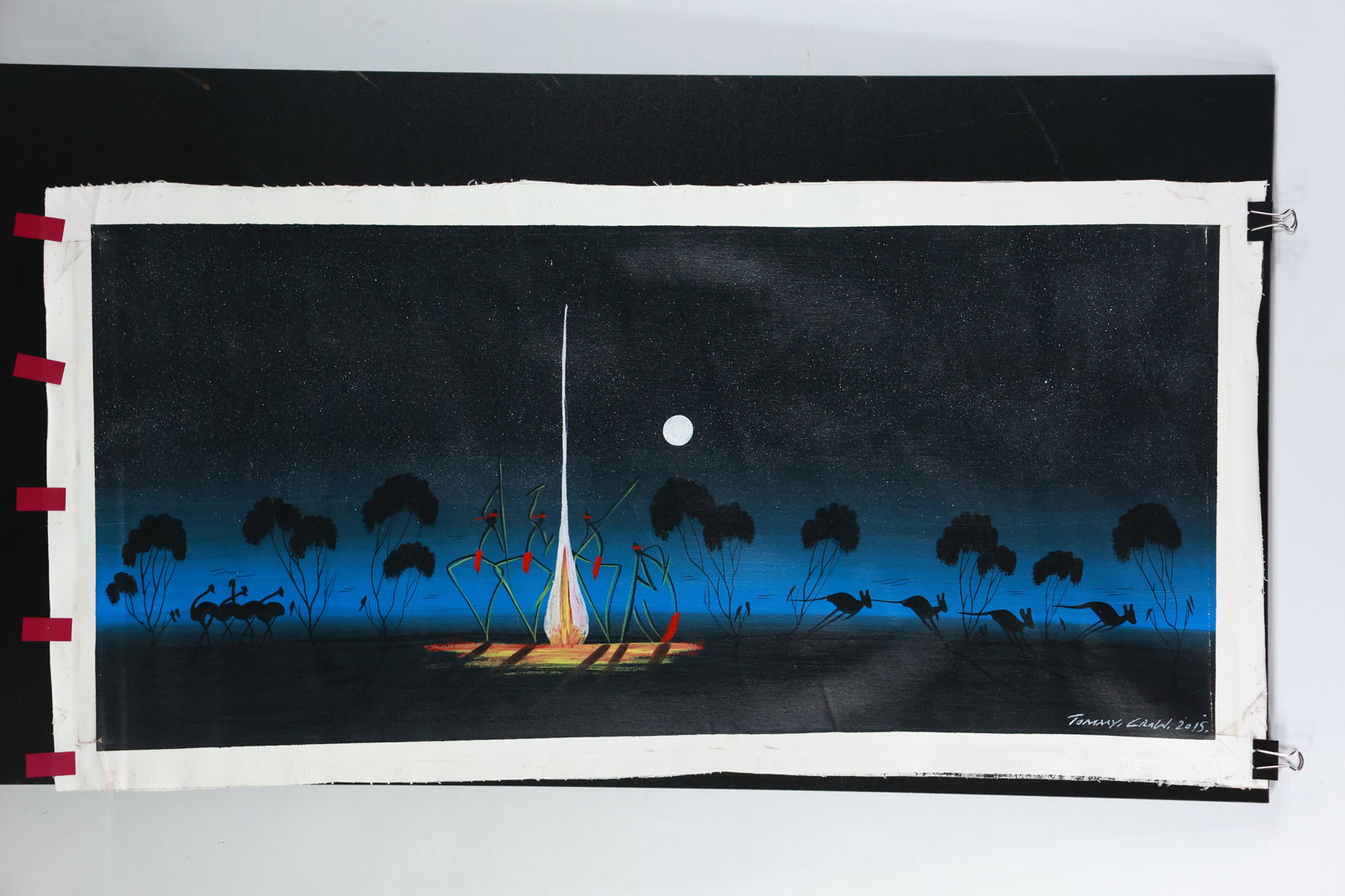 Tommy Crow 2015, Unstretched Oil on Canvas Painting African Landscape Kangaroos (1 of 11)