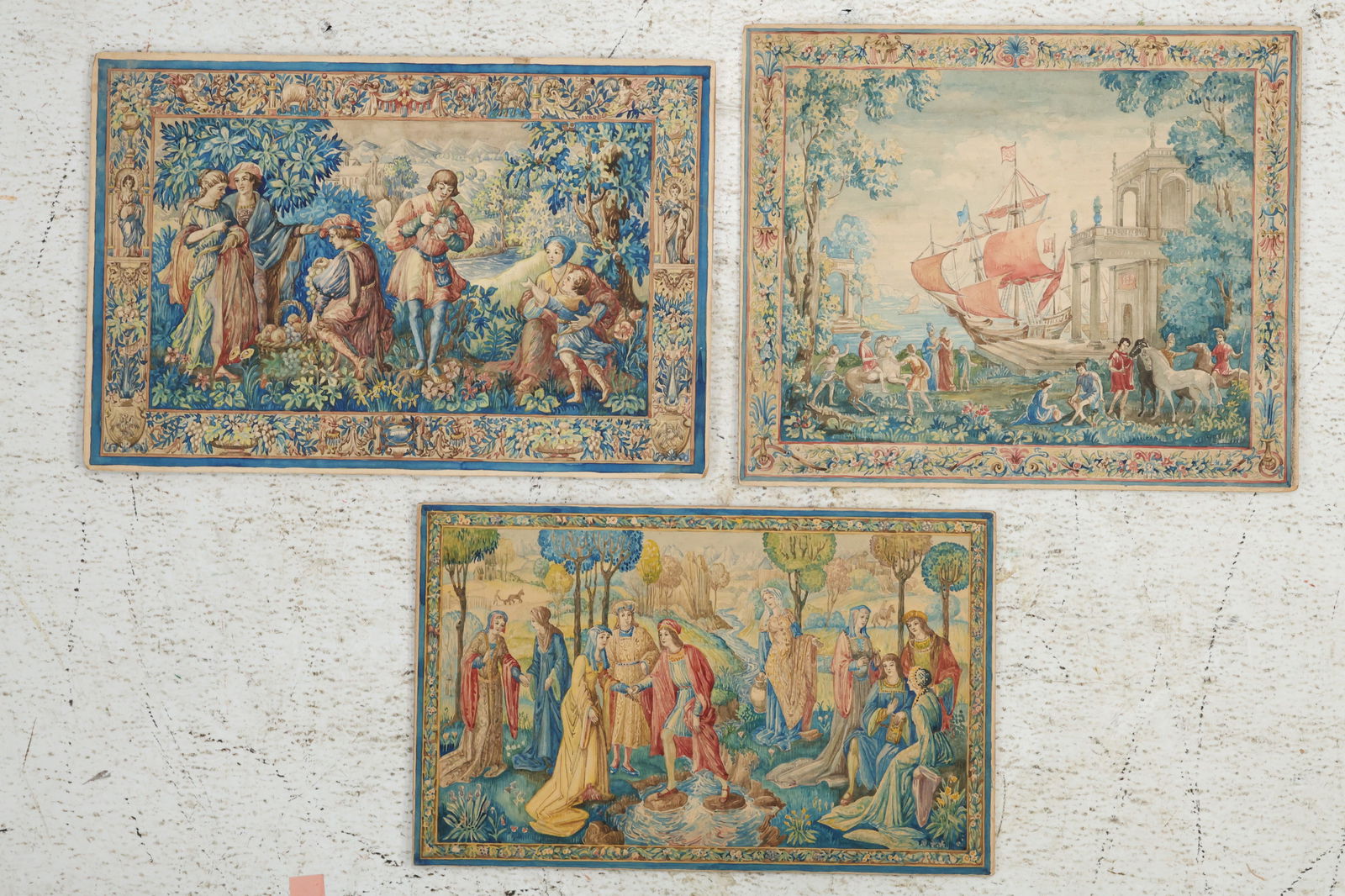 3 Stunning Lorentz Kleiser [1879-1963] Watercolor Studies for Renaissance Tapestries (1 of 20)
