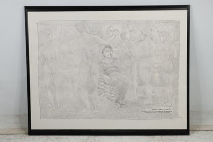 Alfredo Ortiz, Puerto Rica Artist; Sketch on a Napkin of "Brenda Lewis" Opera Singer, Framed