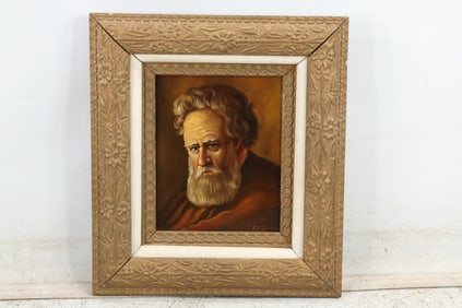 H J Topman [b. 1907] Netherlands, Oil on Canvas Painting Bearded Man Portrait, Framed.