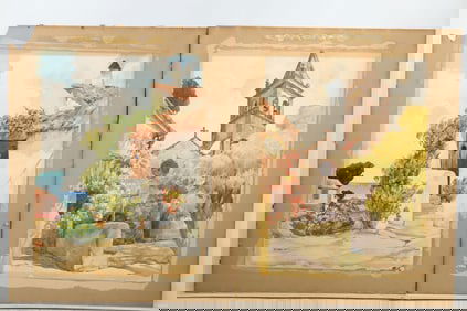 2 Artist Signed Vintage Watercolor Paintings Tenerife, Canary Island Scenic Landscapes