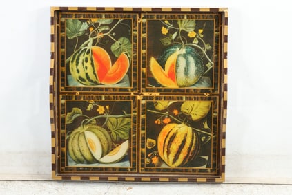 Annie Modica Studio Signed Painted and Decoupage Lacquered Melons Serving Tray