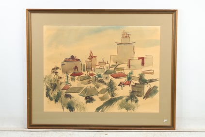 Julius Milford Ellison (1909 - 1993) California / Iowa, Watercolor Painting Southwestern Village