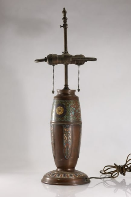 Fabulous Antique Japanese Bronze Cloisonne Table Lamp Base 25 in. height x 8 in. wide (1 of 20)