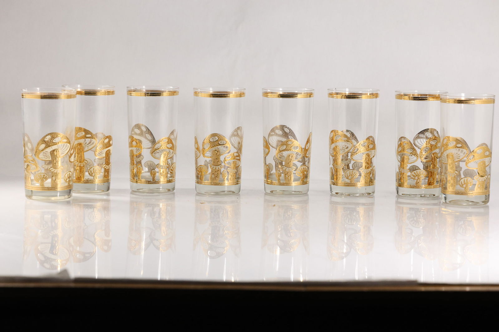 Set 8 Vintage CULVER 22K MUSHROOM Highball Glasses - Barware - Mid Century Modern (1 of 20)
