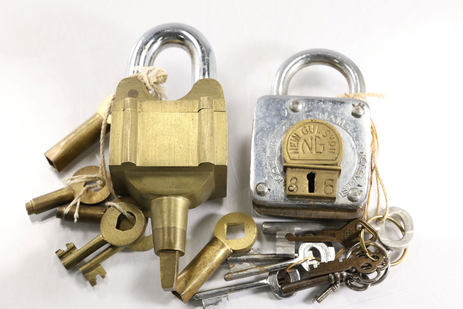 2 Heavy Duty Brass Locks, Misc. Keys, "New Gulshan" (1 of 20)