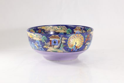 Wedgwood Fairyland Luster Dragon Decorated Bowl with Peacock, 9 in. diameter