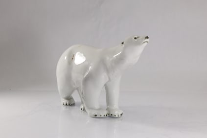 Royal Dux Fine Porcelain White Polar Bear Figure Statue 8 in. height x 15 in. length