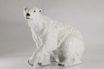 Royal Dux Large Size Fine Porcelain White Polar Bear Figure Statue 12 in. height x 20 in. length