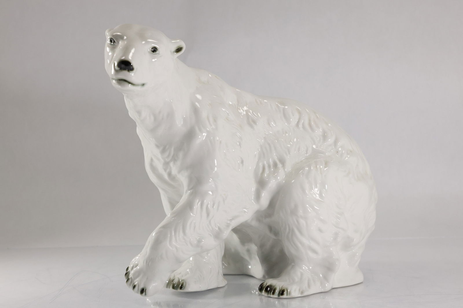Royal Dux Large Size Fine Porcelain White Polar Bear Figure Statue 12 in. height x 20 in. length (1 of 20)