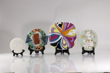 [4] Rosenthal 2 Plates Bjorn Wiinblad; 1 Emilio Pucci, 1 Art Pottery Lynn Bonde