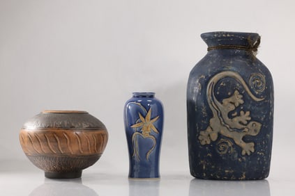 3 Assorted Art Pottery Vases, all are Signed on Bases, Various Sizes, Makers