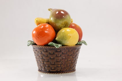 Lego Portugal, Ceramic Basket of Fruits 6.5 in. height x 6 in. wide