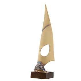 Art Pottery Sculpture, possibly by the Puerto Rican artist Saint P.R., Stylized Sail Boat, Signed