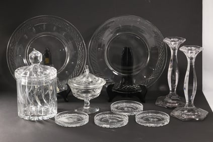Estate Grouping 10 Assorted Elegant Clear Crystal Glass - Variety - See Pictures