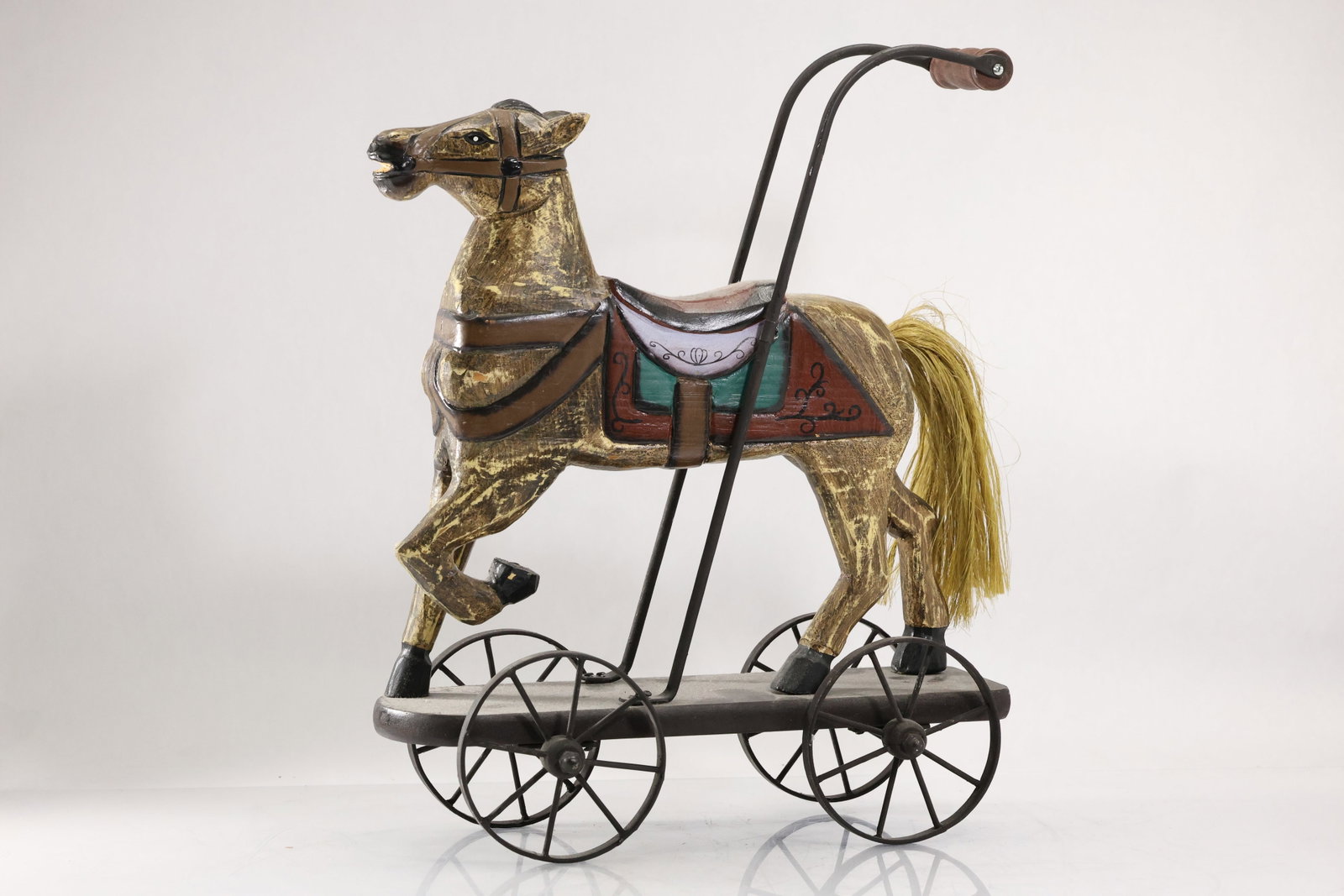 Wooden Toy Horse on Wheels Platform Push Doll Carriage 15.5 in. height x 12 in. length: Wooden Toy Horse on Wheels Platform Push Doll Carriage 15.5 in. height x 12 in. length. size: 15.5 h 12 w