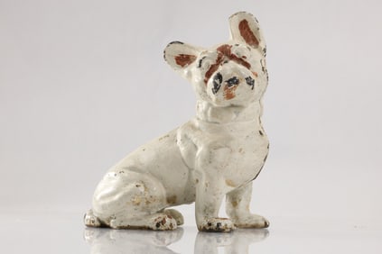 Antique French Bulldog Cast Iron Doorstop Hubley 7.75 in. height x 7 in. length
