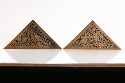 2 Blotter Ends marked TIffany Studios New York 997, Pine Needle pattern