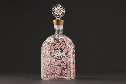 Vetri Murano Hand Painted Perfume Bottle With Stopper, 6.75 in. height x 3 in. wide