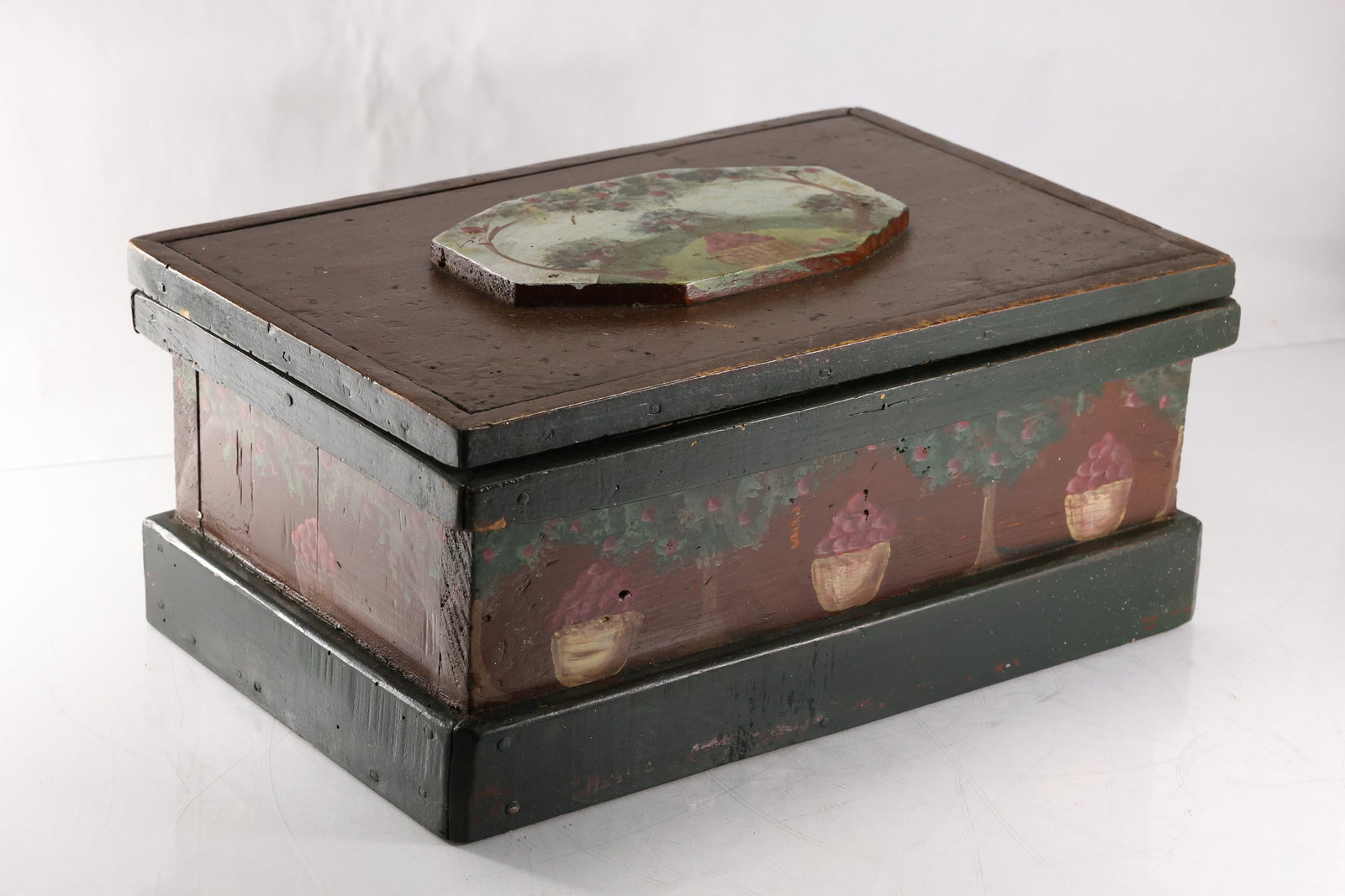 Early 19th C. Painted Wooden Primitive Folk Art Document Storage Box 17 in. x 12 in. x 7.5 in. (1 of 20)