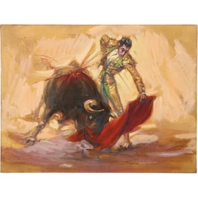 Vincent Sandoval (20th Century) Spain, Oil on Board Painting, Matador, Signed