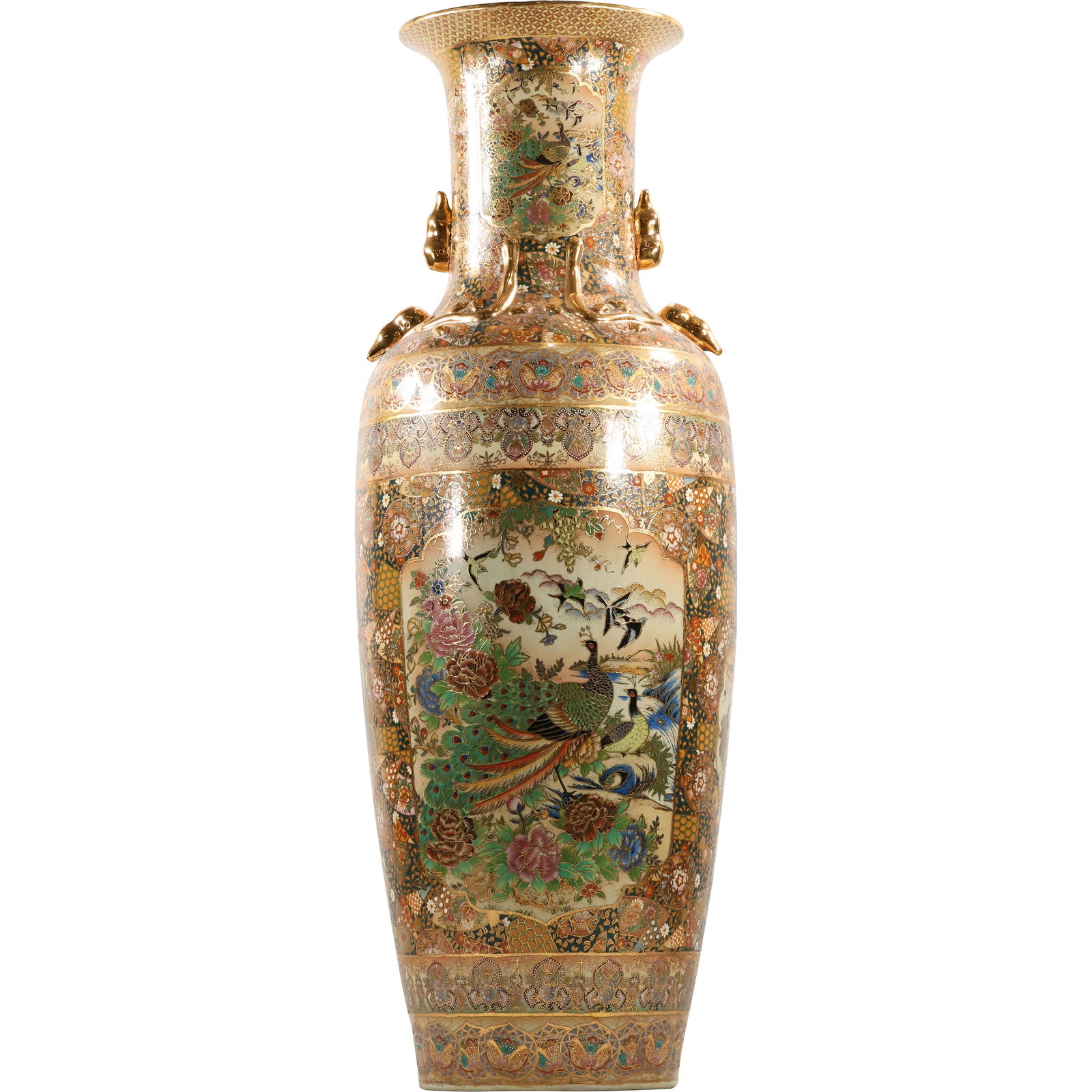 20th C. Monumental Chinese Decorated Fine Porcelain Temple Urn 48 inches height: 20th C. Monumental Chinese Decorated Fine Porcelain Temple Urn 48 inches height. size: 48 h 16 w