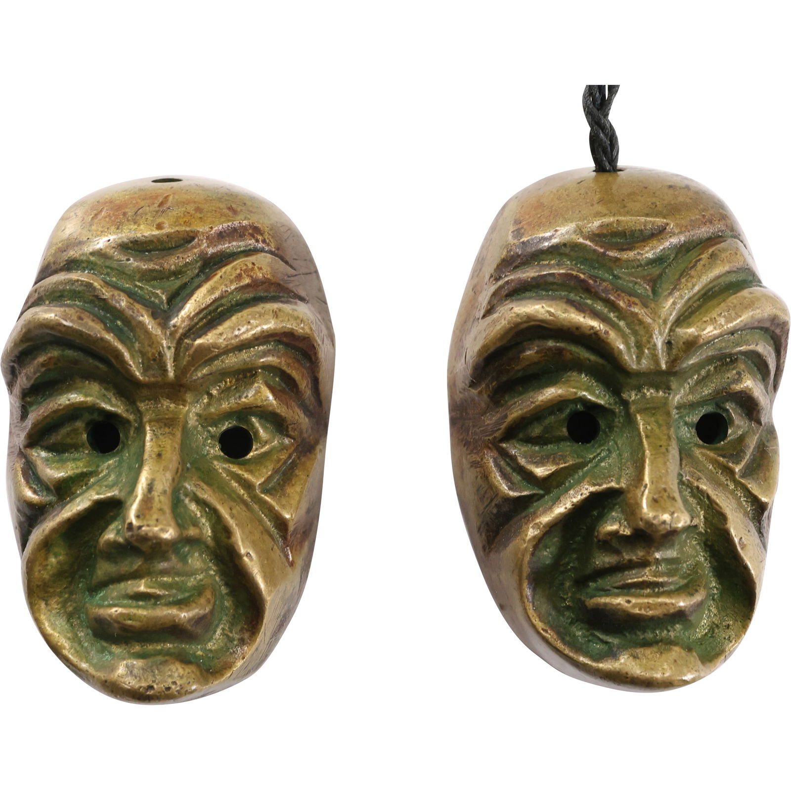 [2] Antique Bronze "Face Mask" Pendants 2 in. x 1 1/4 in. (1 of 19)
