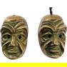 [2] Antique Bronze "Face Mask" Pendants 2 in. x 1 1/4 in.