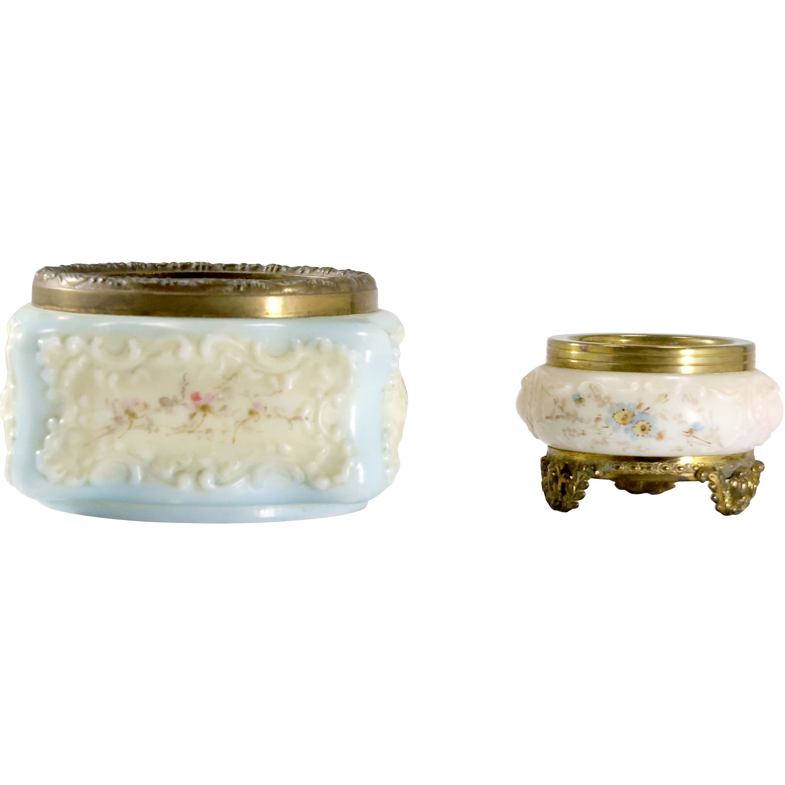 [2] Circa 1890 WAVECREST Glass and Brass Mounts Dresser Jars (1 of 20)