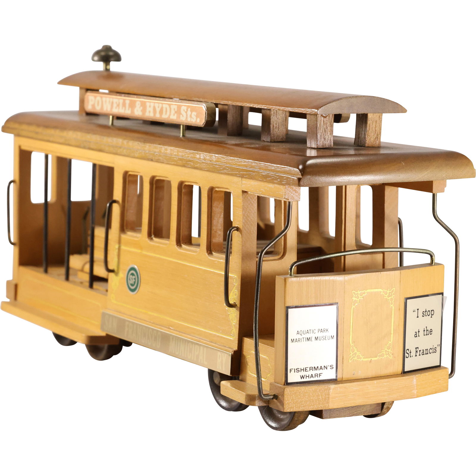 Wooden San Francisco Cable Car Model "Powell & Hyde St" 8 in. height x 15 in. length (1 of 19)