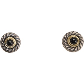DAVID YURMAN .925 Sterling and 585 14K GOLD with Black Onyx Earrings