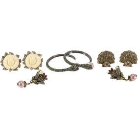 Heidi Daus Rose Pierced Earrings 1 1/4 in.; Heidi Daus Shell Pierced Earrings 1 in. dia.; Heidi