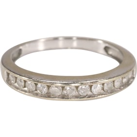14K White Gold Diamond Band Ring Size 7 ; 1.4 dwt; 7/8 in. x 1/8 in.