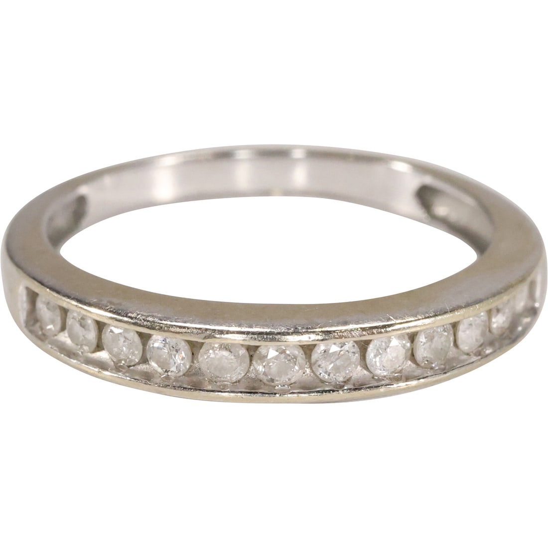 14K White Gold Diamond Band Ring Size 7 ; 1.4 dwt; 7/8 in. x 1/8 in. (1 of 11)