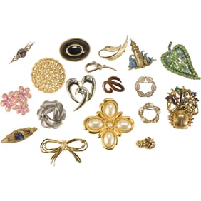 18 Assorted Costume Fashion Jewelry Pins -Variety - See Pictures