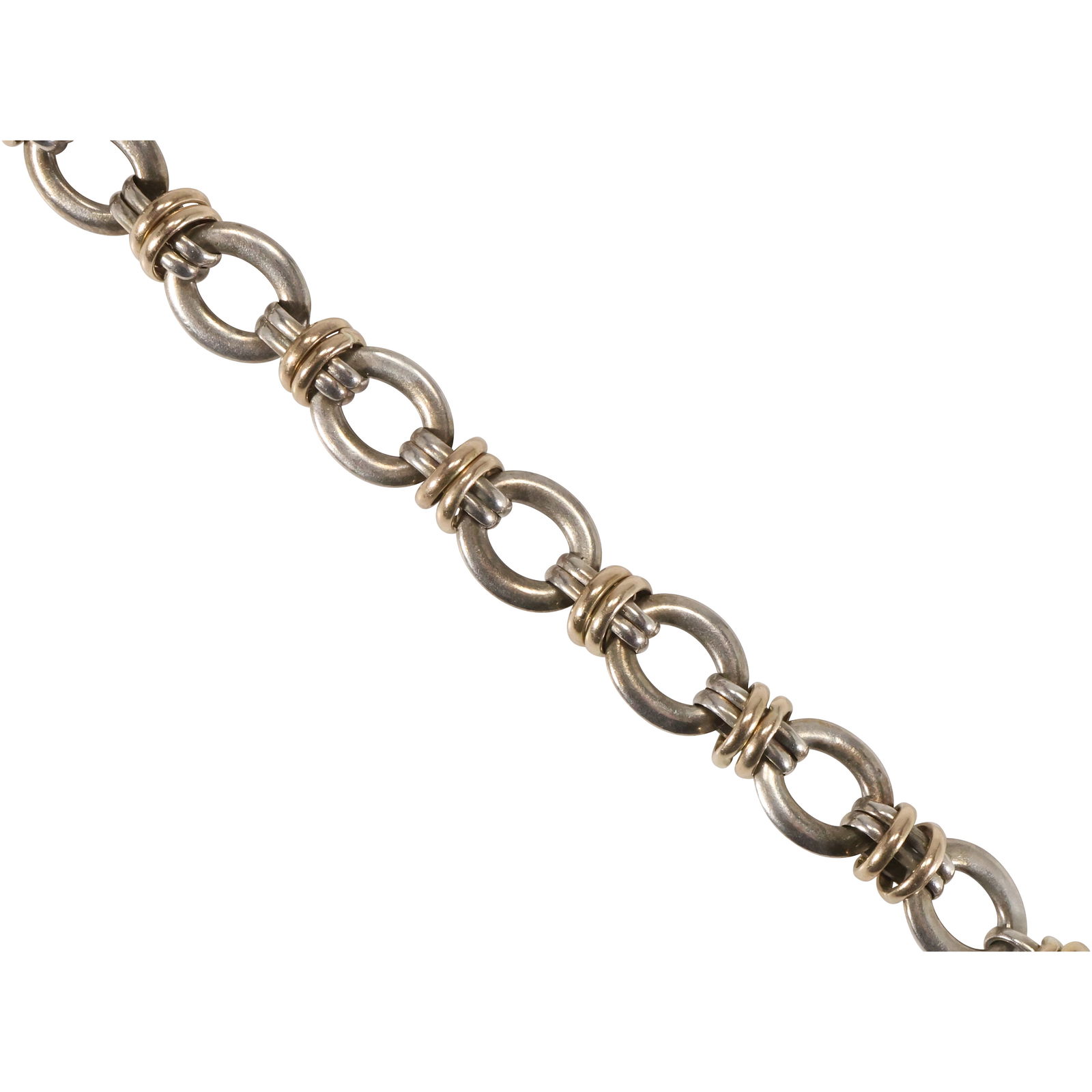 .925 Sterling Siver with 14K Gold Rings, Italy, 7 in. x 3/8 in.: .925 Sterling Siver with 14K Gold Rings, Italy, 7 in. x 3/8 in.