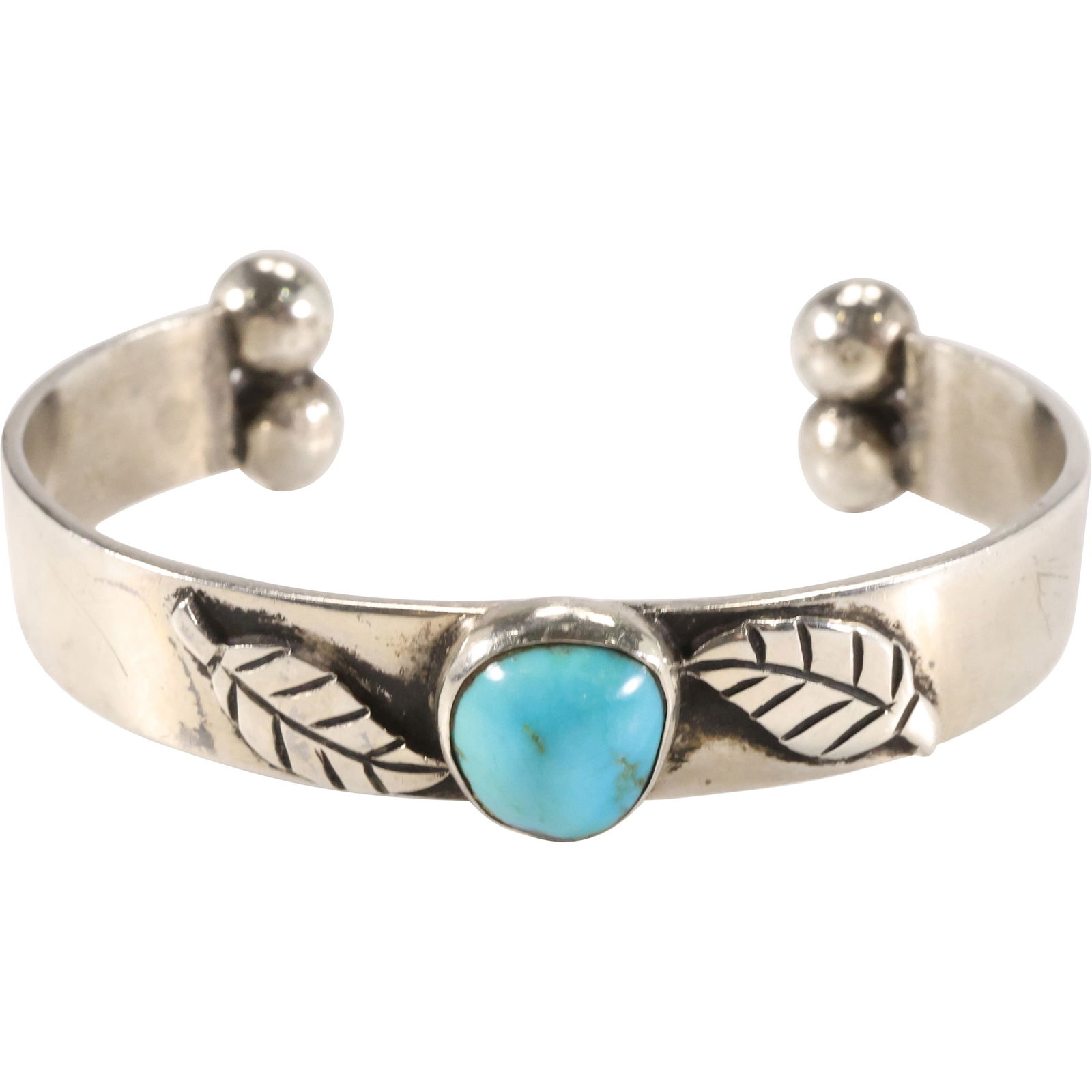 .925 Sterling Silver 26.2 grams May 1975 Turquoise Stone Cuff Bracelet 2 1/4 in. x 2 in. x 1/2 in. (1 of 12)
