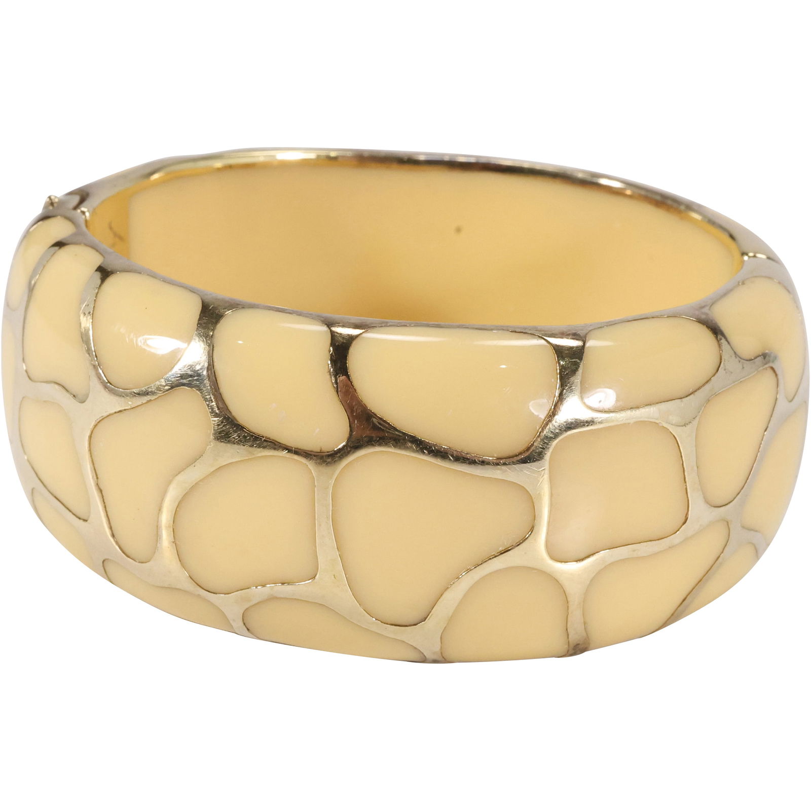 Angelique - De- Paris Sterling Silver and Acrylic Hindged Bangle Bracelet 3 in. x 2 3/4 in. x 1 1/4 (1 of 8)